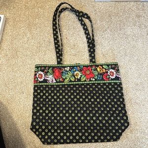 New Vera Bradley tote bag - black, white, red, yellow, blue & green